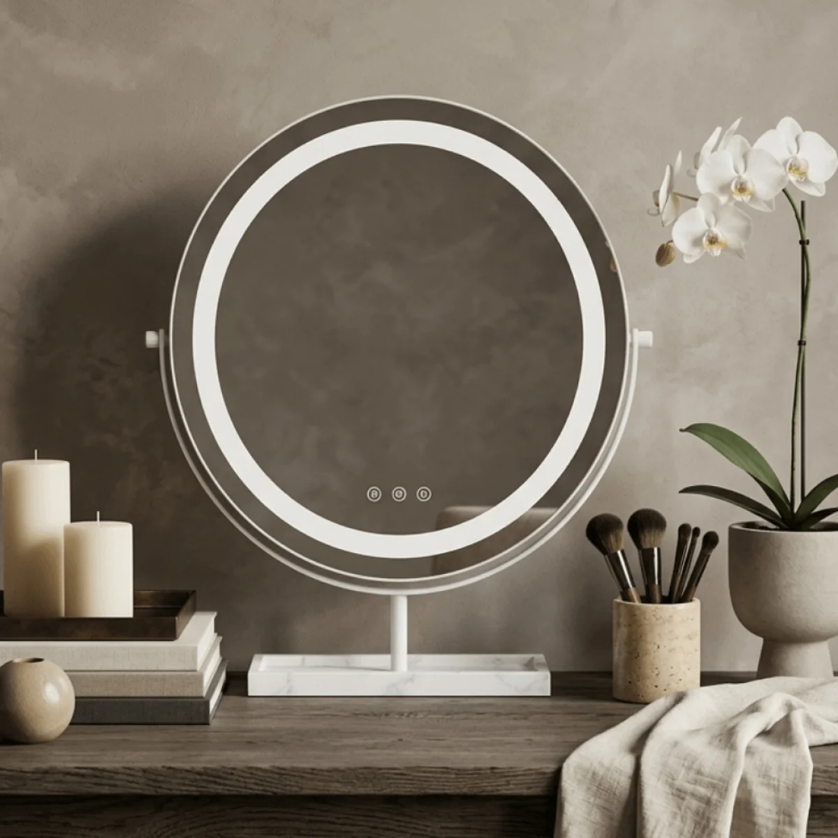 Aurelia LED Vanity Mirror White & Marble – image 6