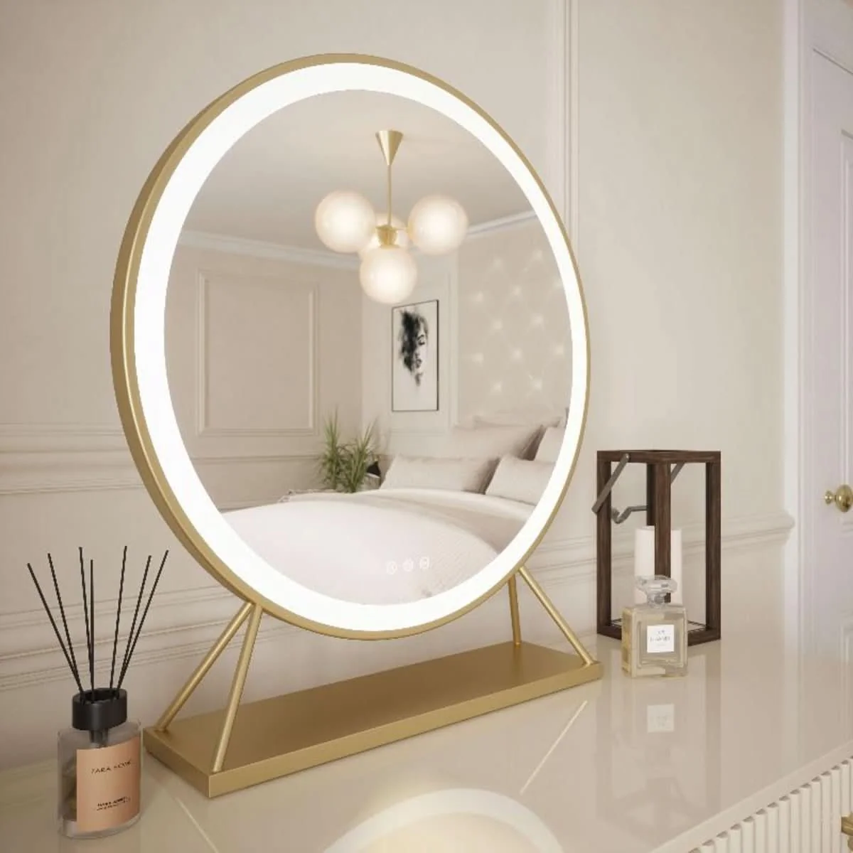 Anne Round Hollywood Mirror Gold 60x67CM – image 1
