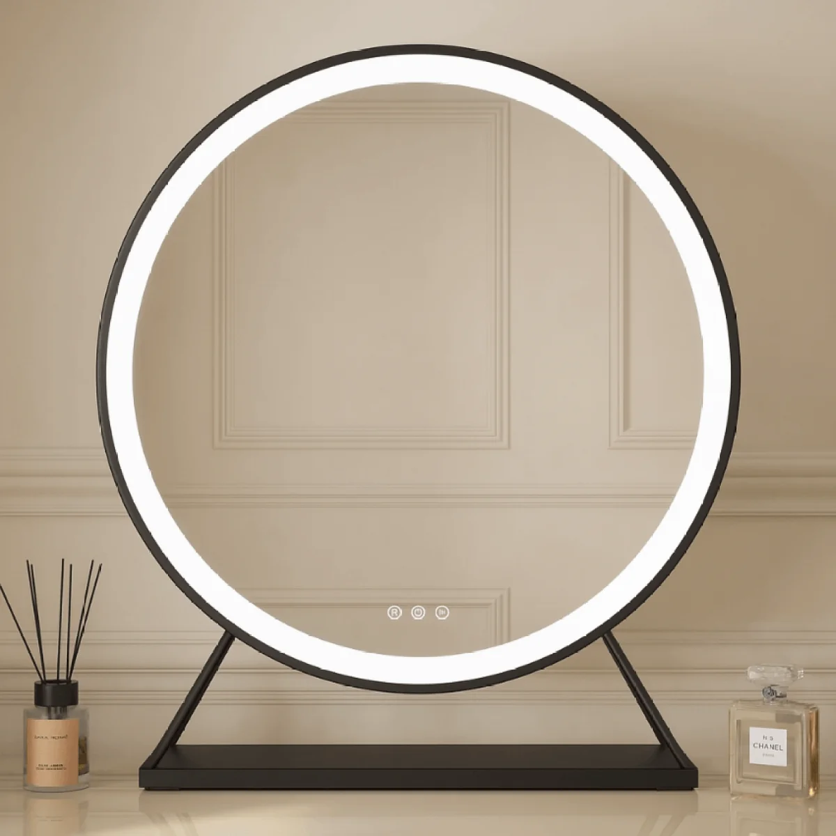 Grace Round Hollywood Mirror Black 60x67cm – image 2