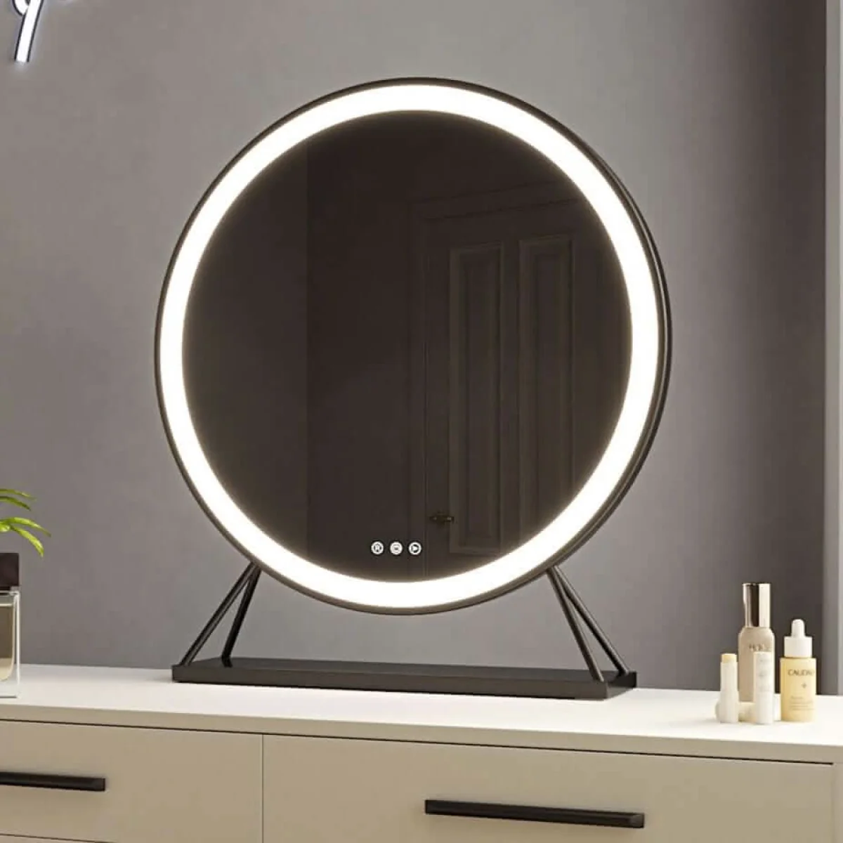 Grace Round Hollywood Mirror Black 60x67cm – image 14
