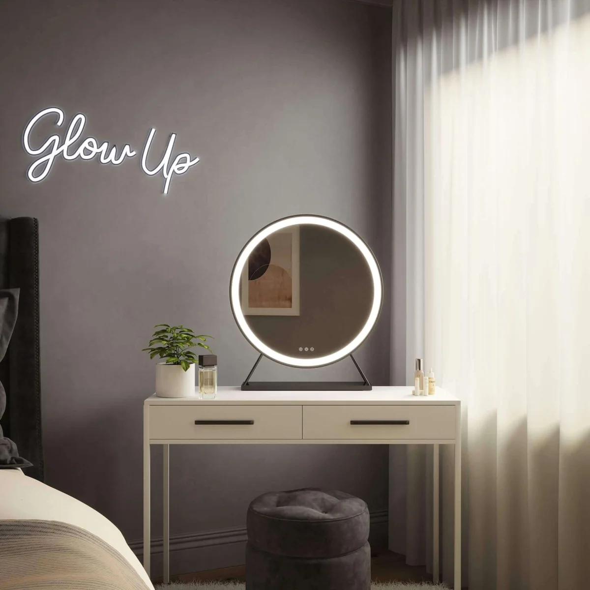 Grace Round Hollywood Mirror Black 60x67cm – image 19