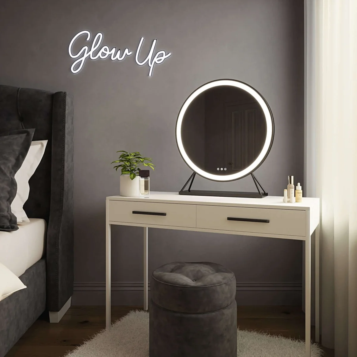 Grace Round Hollywood Mirror Black 60x67cm – image 3