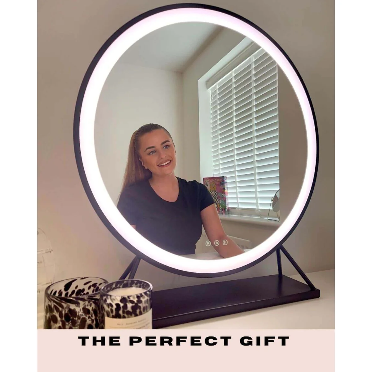 Grace Round Hollywood Mirror Black 60x67cm – image 4