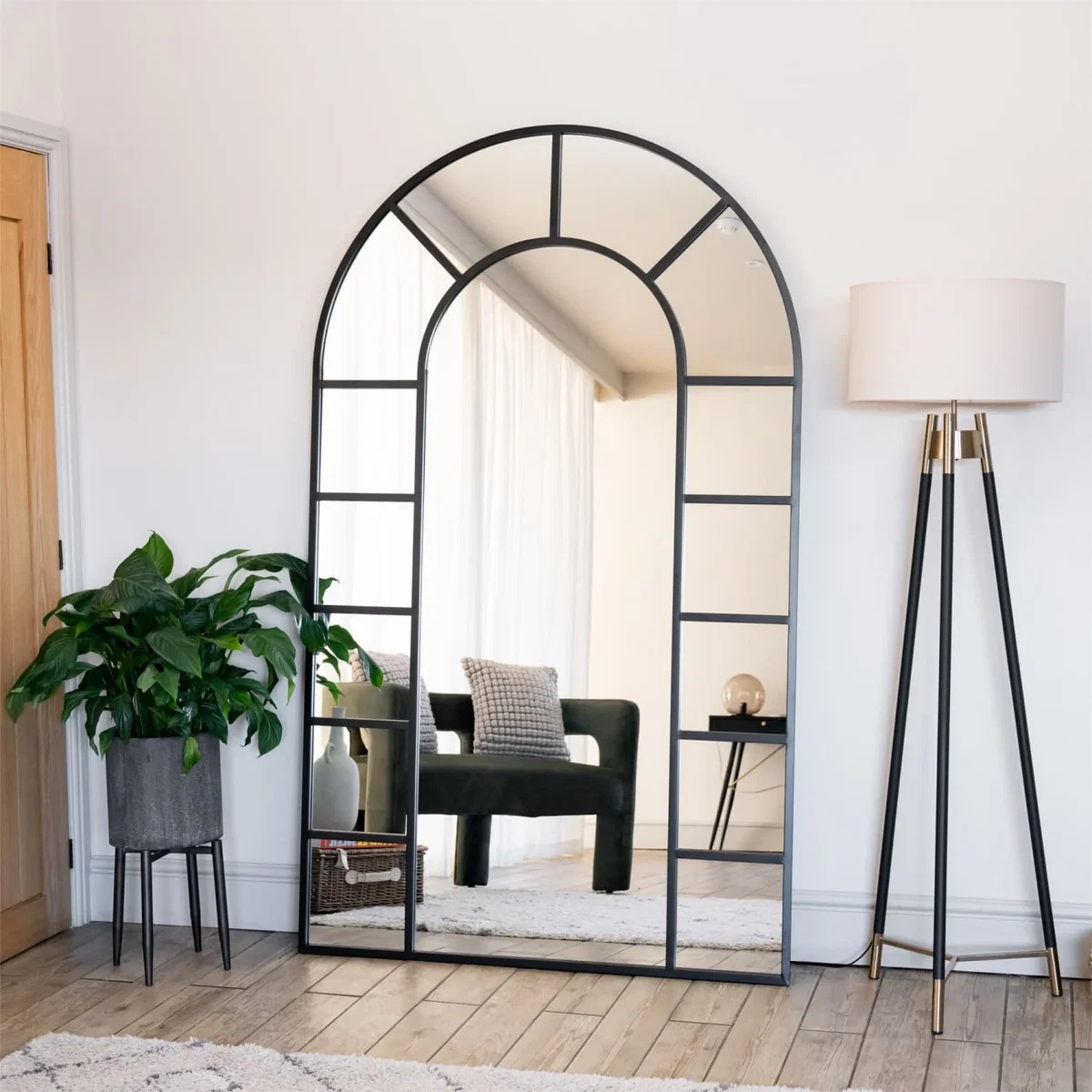 Mio- Full Length Black Metal Arched Window Mirror - 200cm x 120cm – image 3