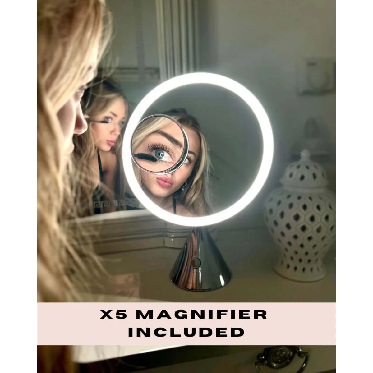 LumiGlam Pro Cosmetic Vanity Mirror in Chrome – image 7