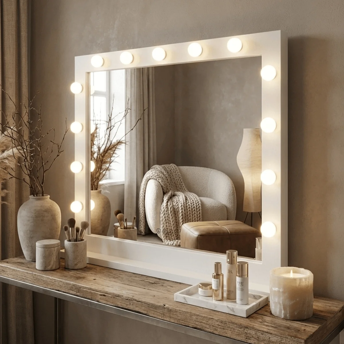 Audrey Hollywood Mirror White 100x80cm β image 2
