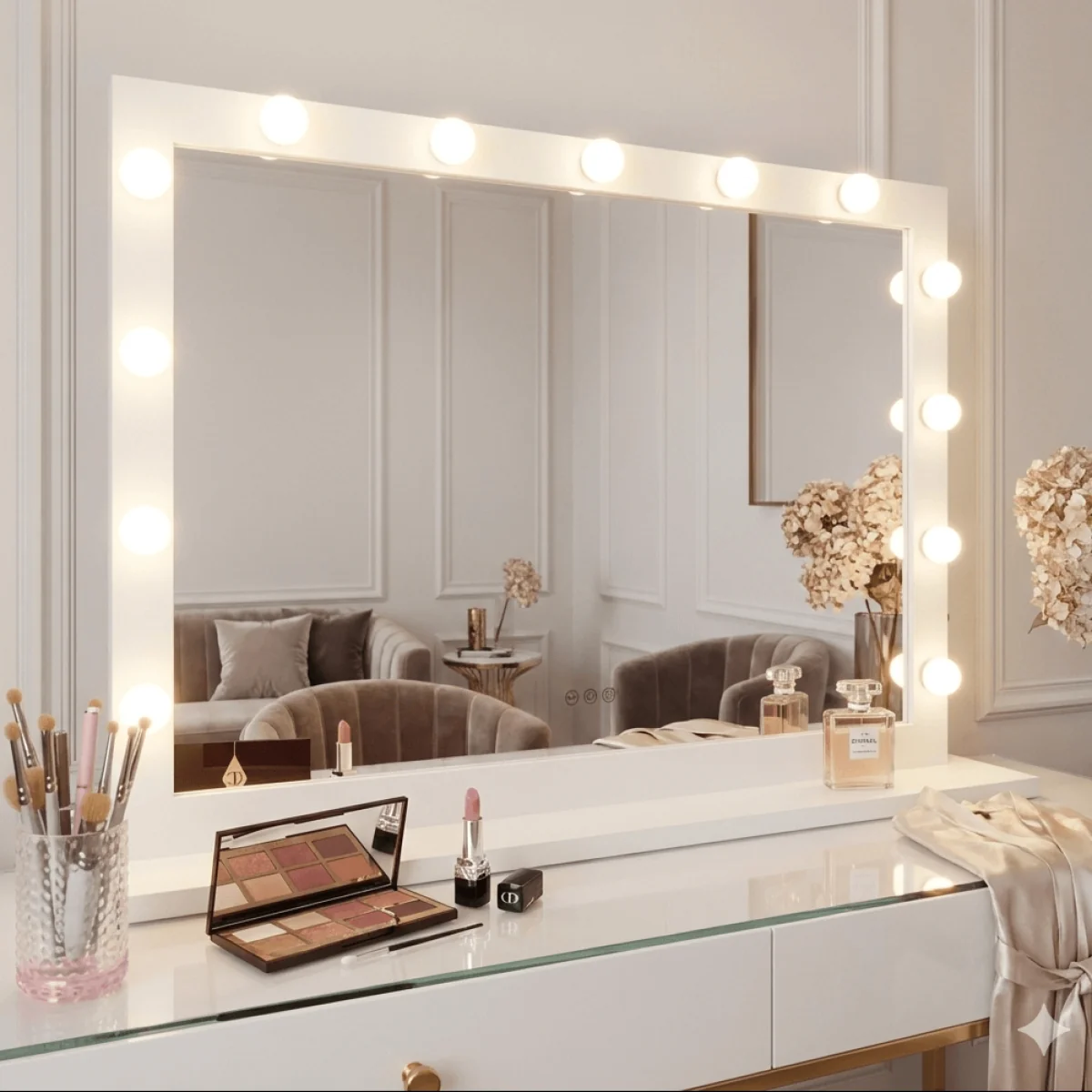 Audrey Hollywood Mirror White 100x80cm β image 3