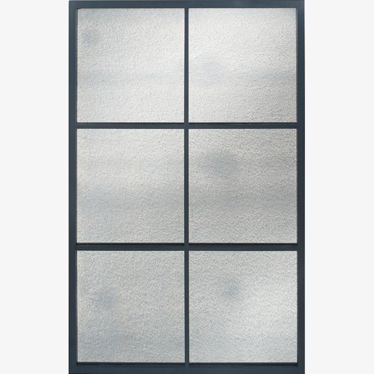 6 Pane 110x75cm Matt Black Mirror – image 1