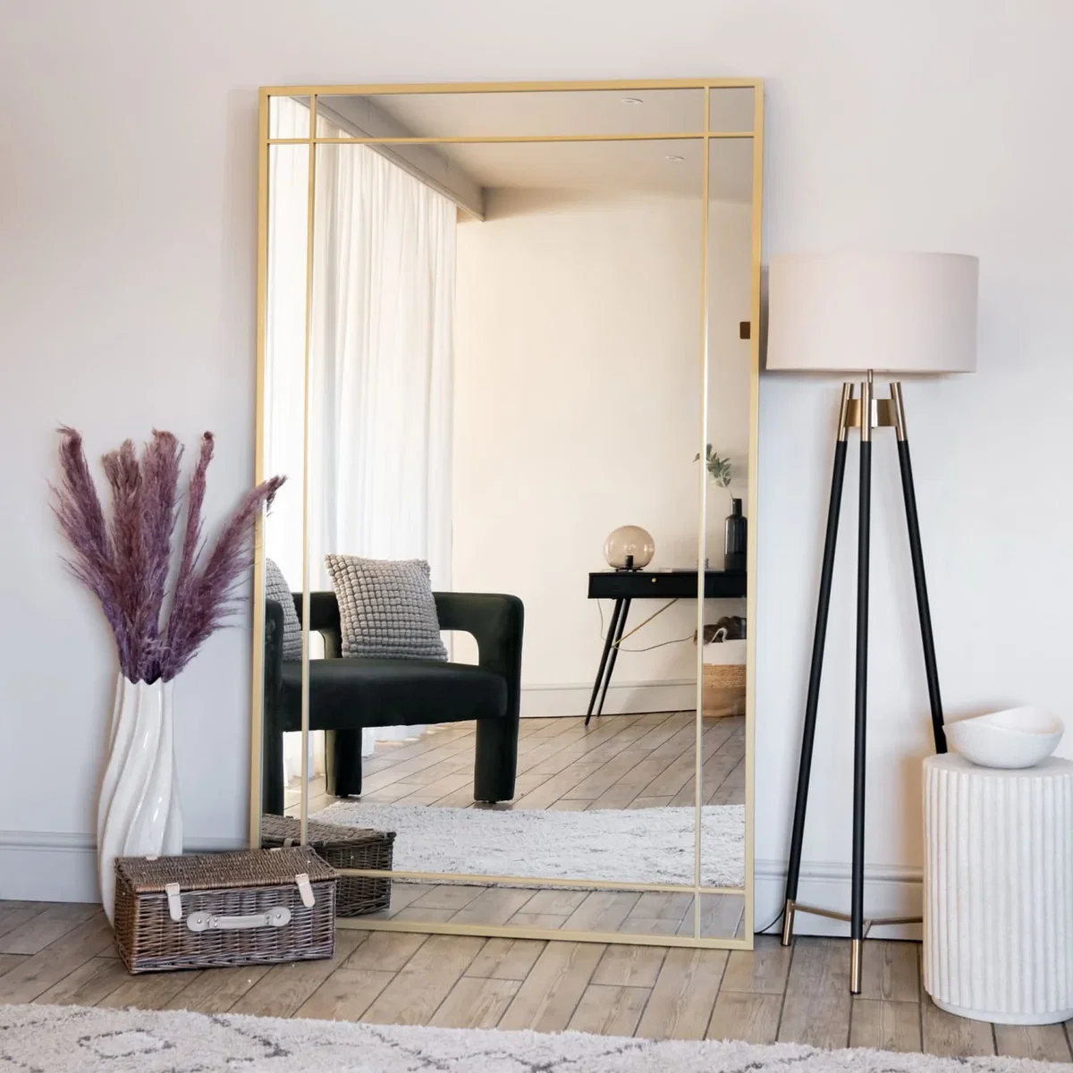 Aimi - Full Length Gold Metal Rectangle Window Mirror - 200cm x 120cm – image 4