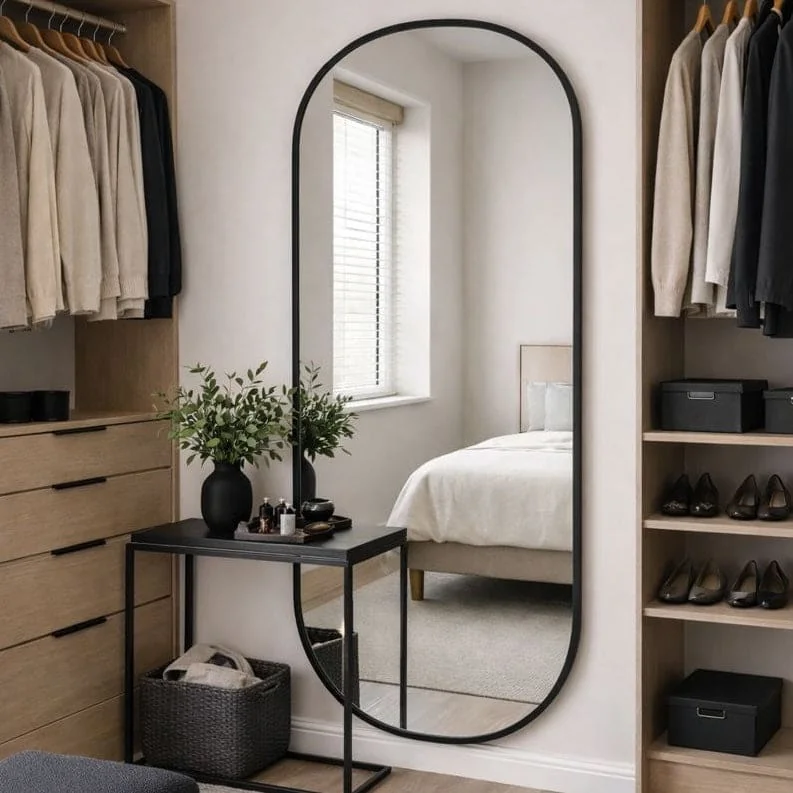 Emi - Full Length Black Metal Runway Oval Mirror - 180cm x 80cm – image 1