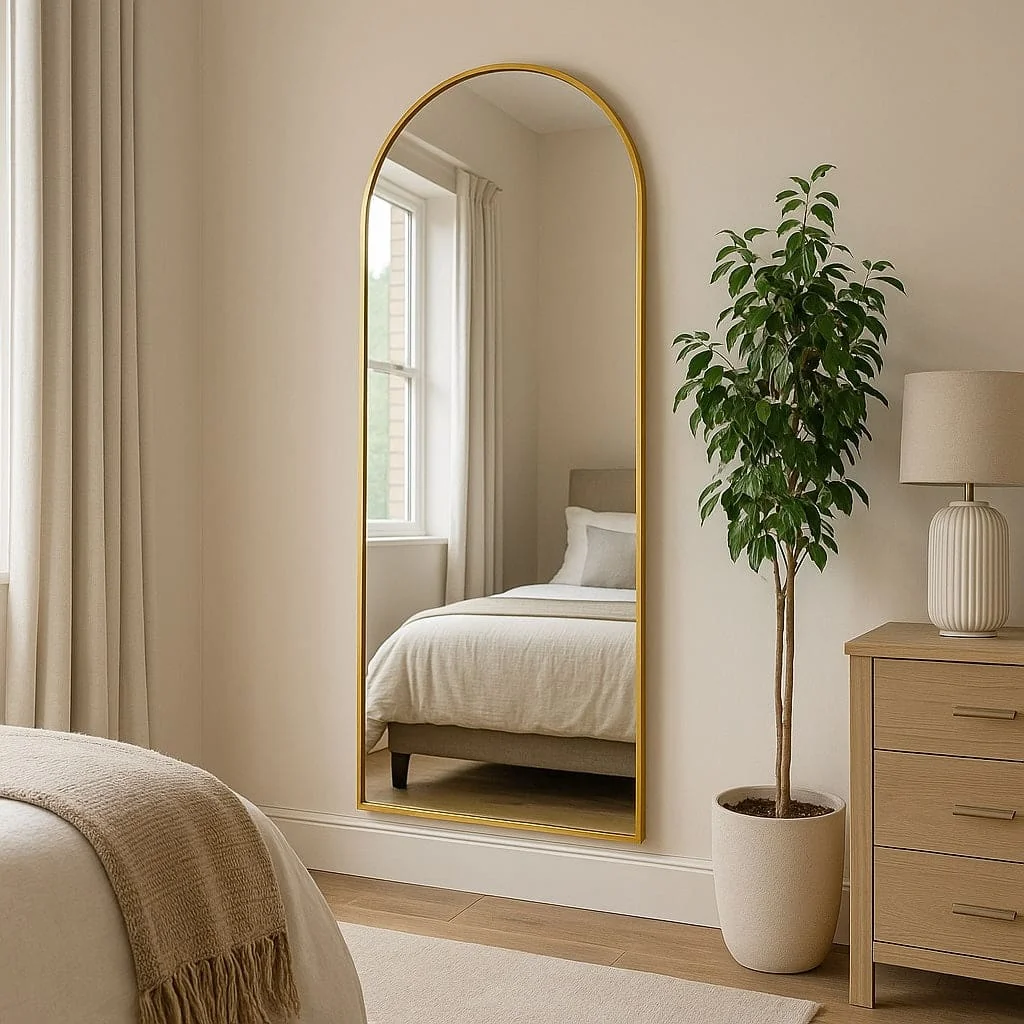 Akiko - Full Length Gold Metal Arched Mirror - 160cm x 60cm – image 2