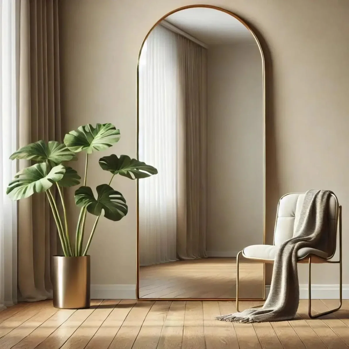 Akiko - Full Length Gold Metal Arched Mirror - 160cm x 60cm – image 8