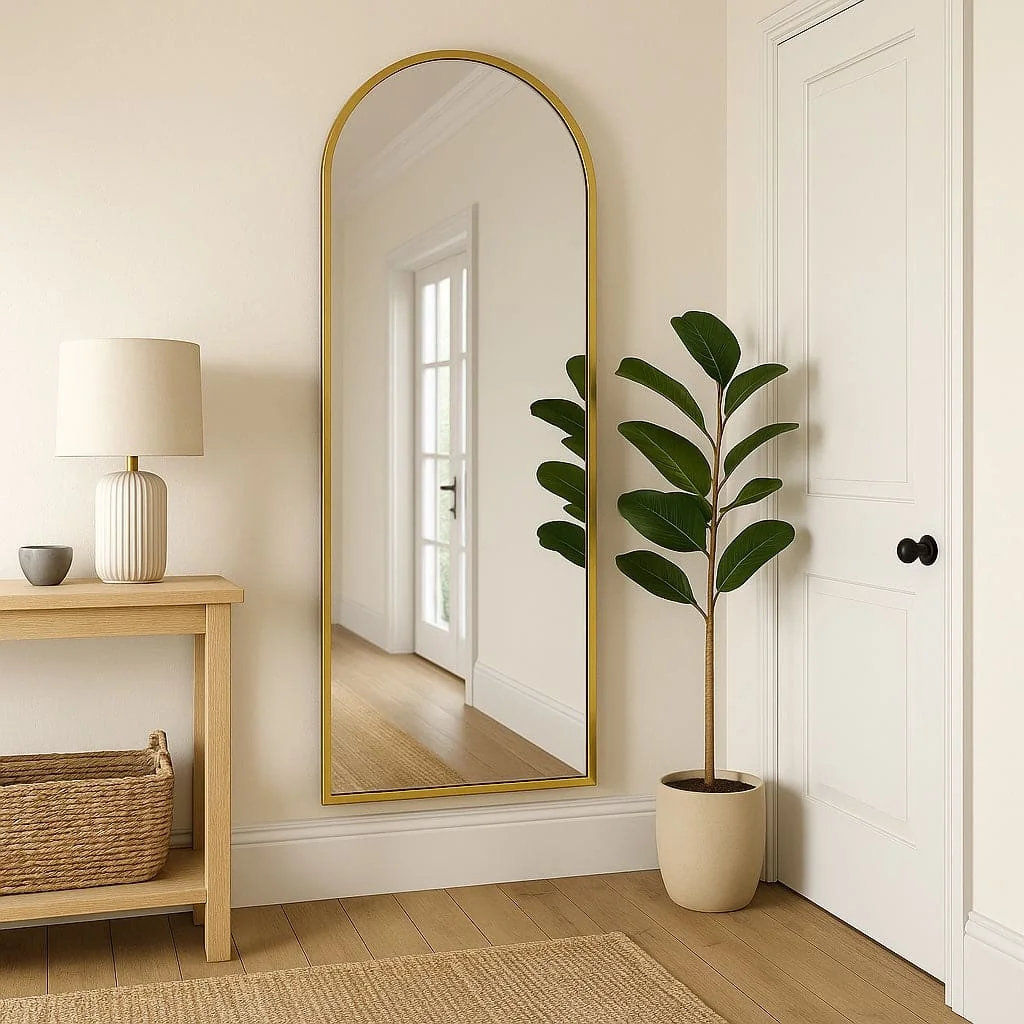 Akiko - Full Length Gold Metal Arched Mirror - 160cm x 60cm – image 1