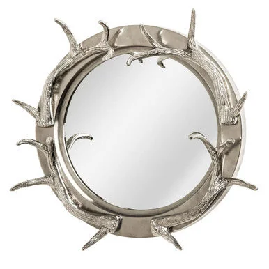 Antler Silver Metal Wall Mirror with Antler Frame – image 2