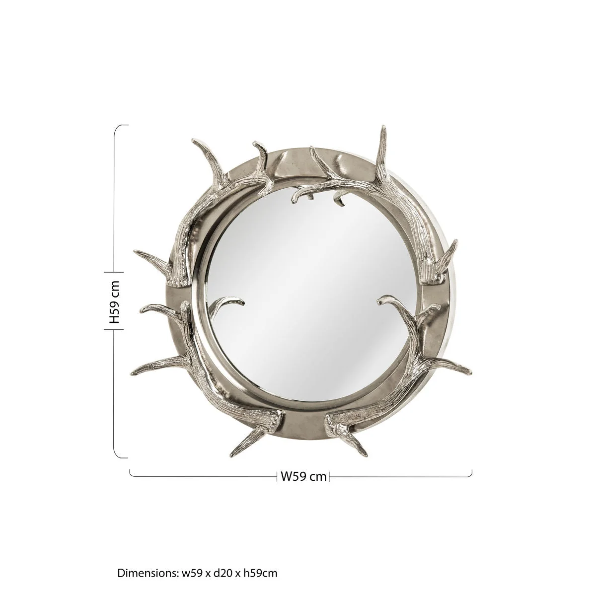 Antler Silver Metal Wall Mirror with Antler Frame – image 3