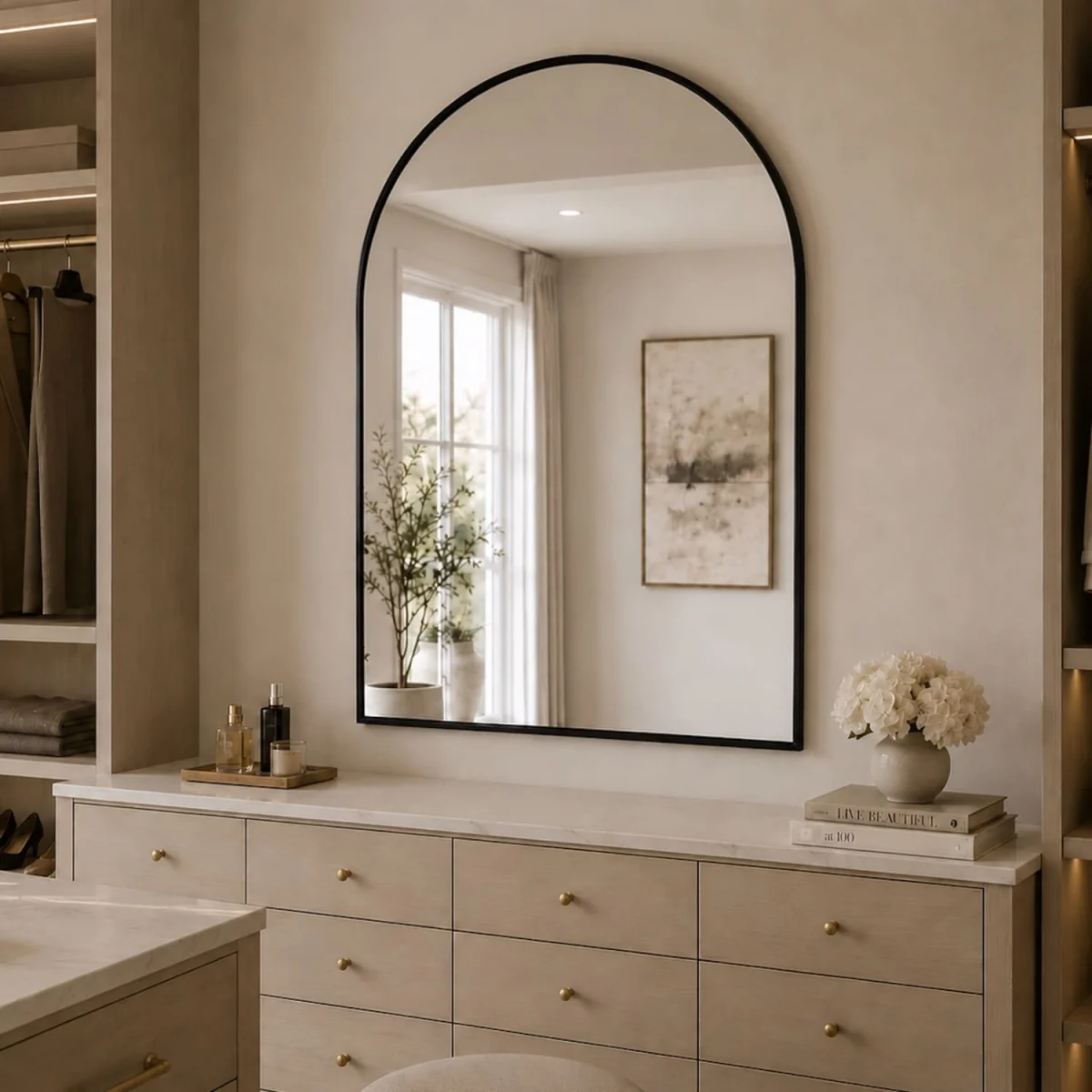 Akiko - Black Metal Arched Mirror - 120cm x 95cm – image 2