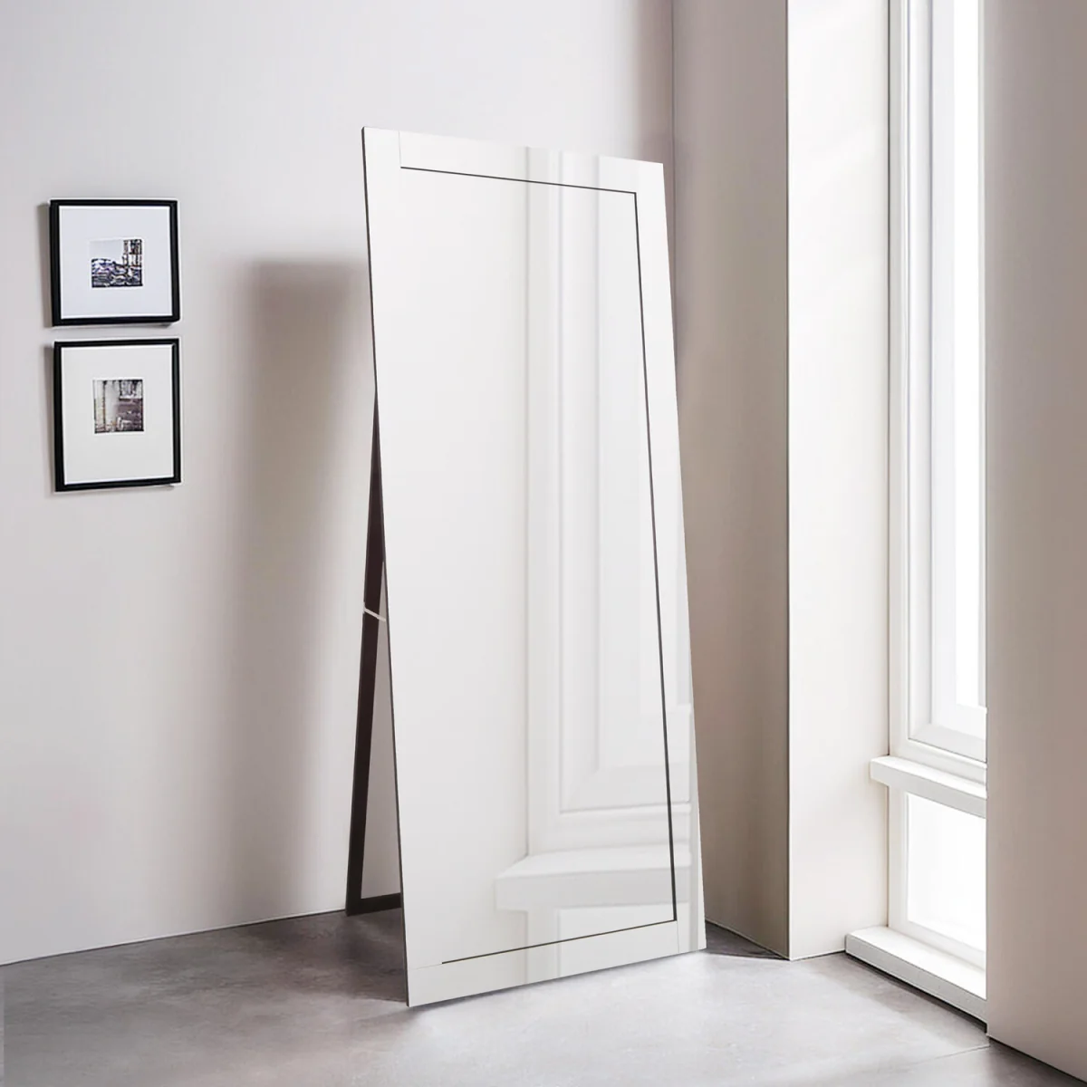 Avelene Floor Standing Mirror With Bevelled Edge - Silver – image 1