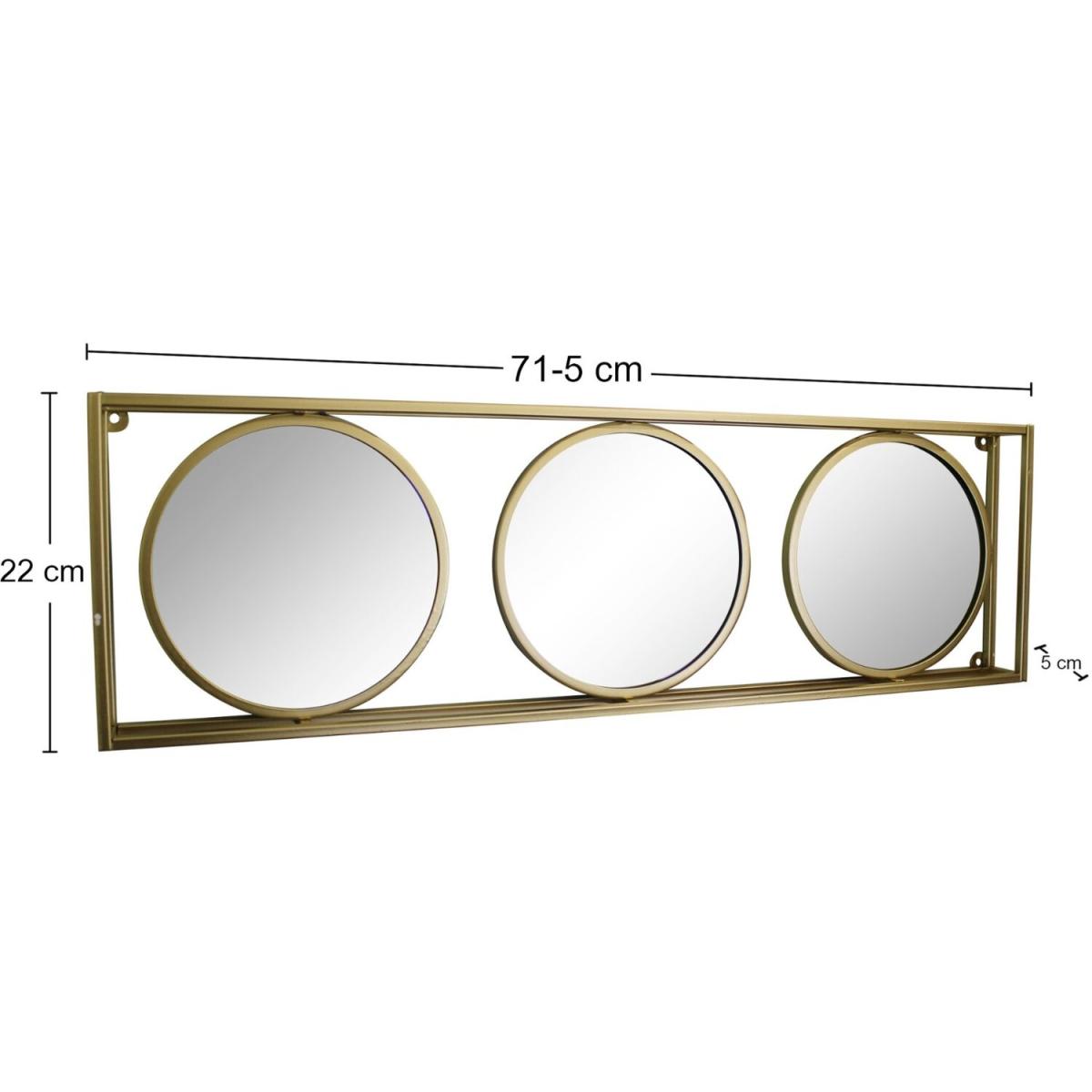 Golden Metal Framed Triple Mirror - Yellow – image 2