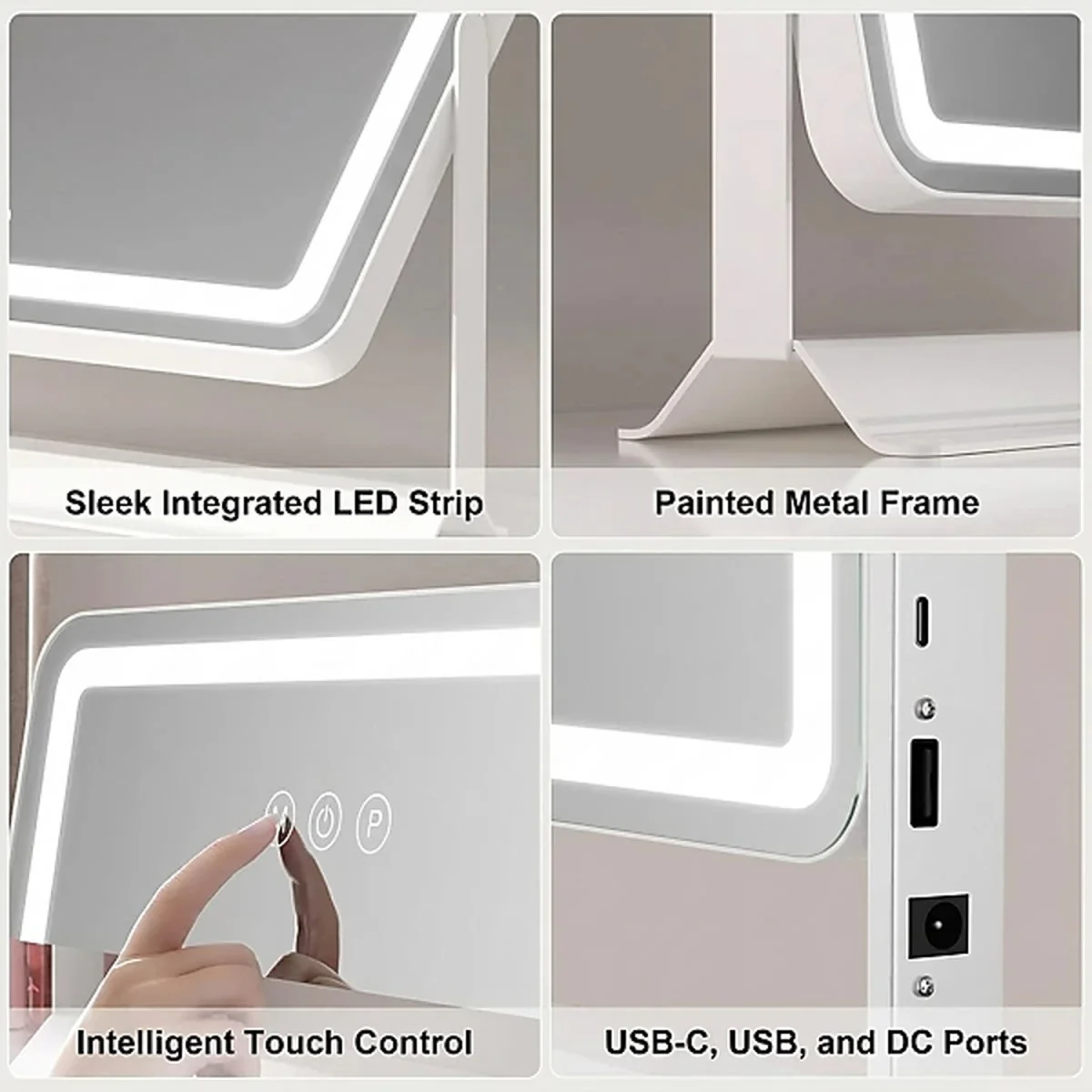 Hollywood LED Vanity Mirror, Rotating - White – image 2