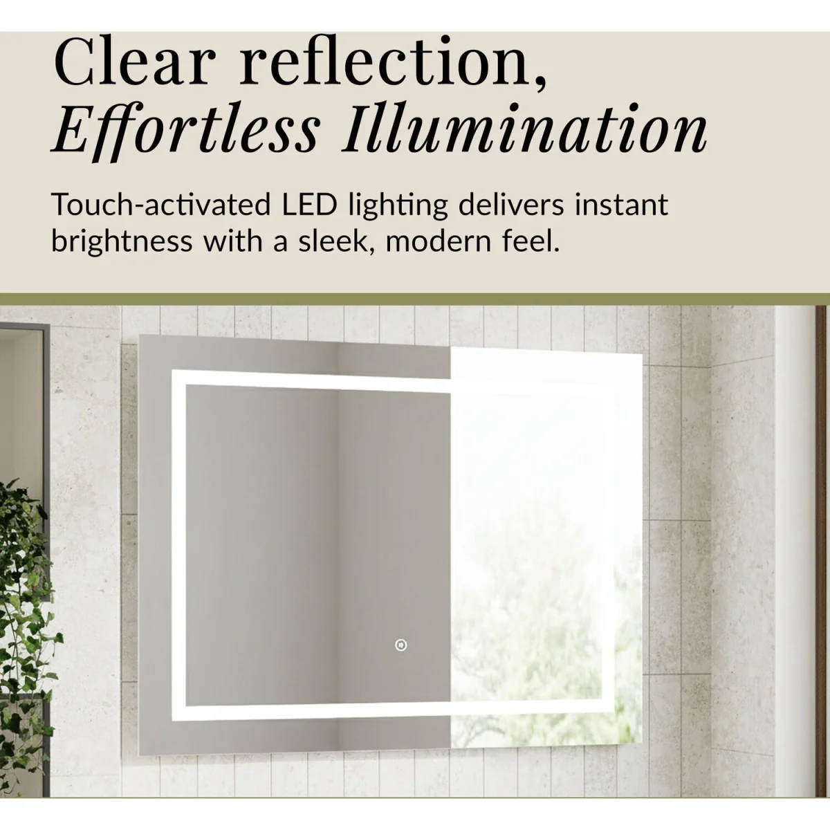 Landscape LED Illuminated Touch Sensor Mirror Demister 800x 500mm - Chrome – image 4