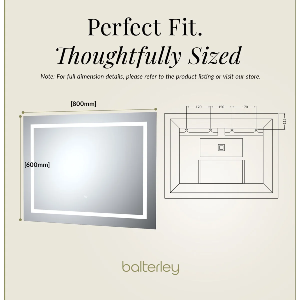 Landscape LED Illuminated Touch Sensor Mirror Demister 800x 500mm - Chrome – image 5