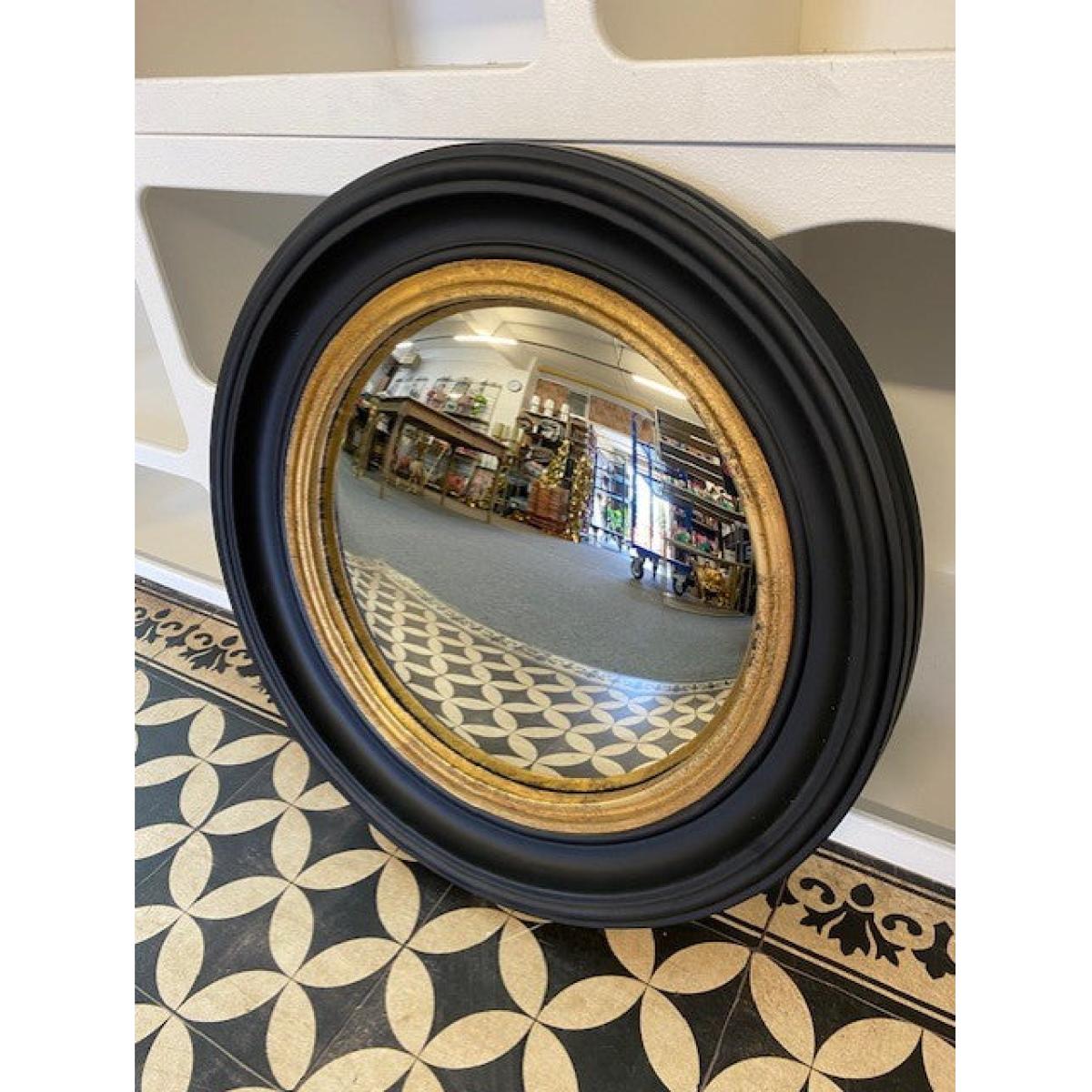 Black & Gold Framed Convex Mirror - SECONDS – image 2