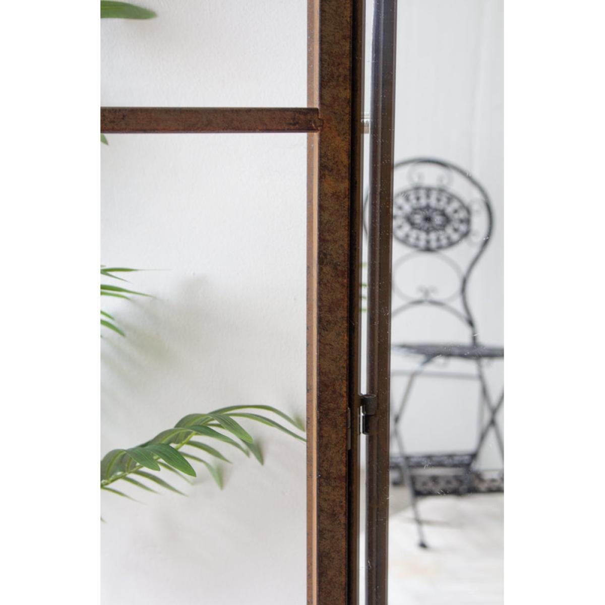 Large Antique Metal Window Mirror With Opening Doors – image 3