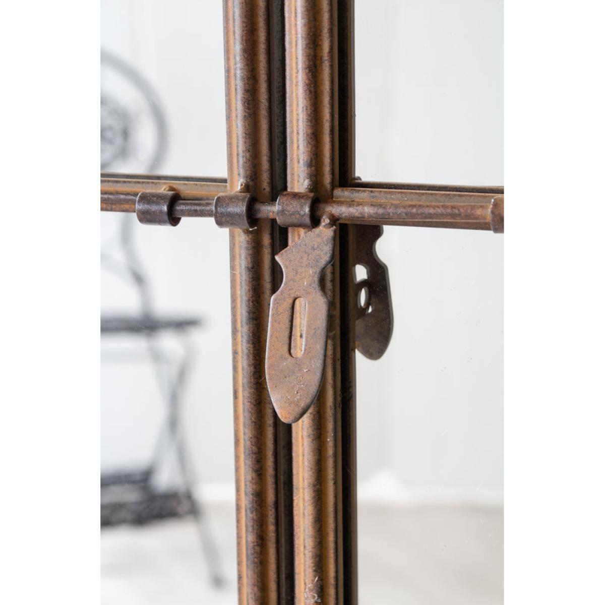 Large Antique Metal Window Mirror With Opening Doors – image 4