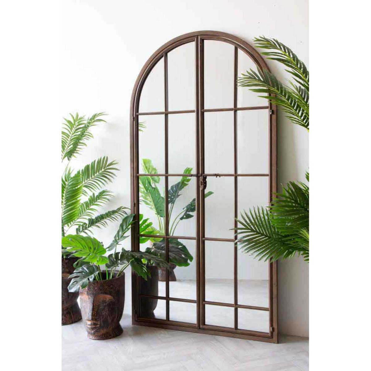 Large Antique Metal Window Mirror With Opening Doors – image 7