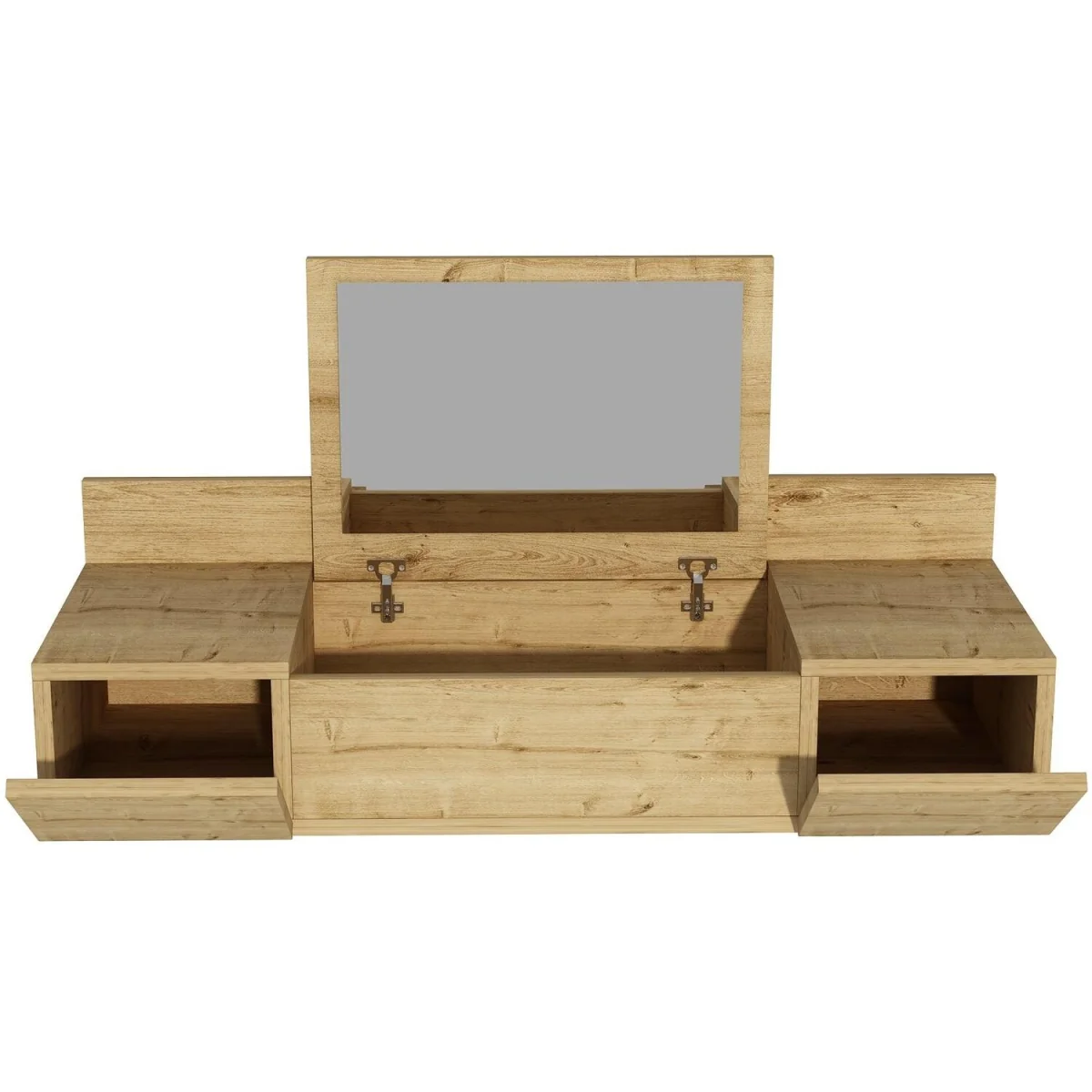 Bertus Wall Mounted Makeup Vanity Table with Mirror - Sapphire Oak – image 4