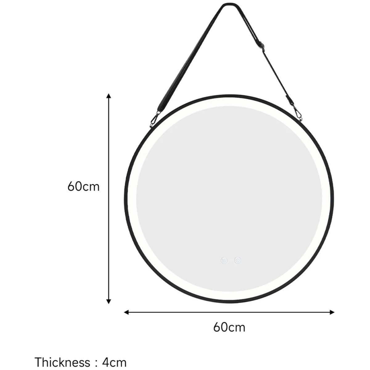 LED Hanging Mirror with Dimmable Light and Demister - Black – image 4