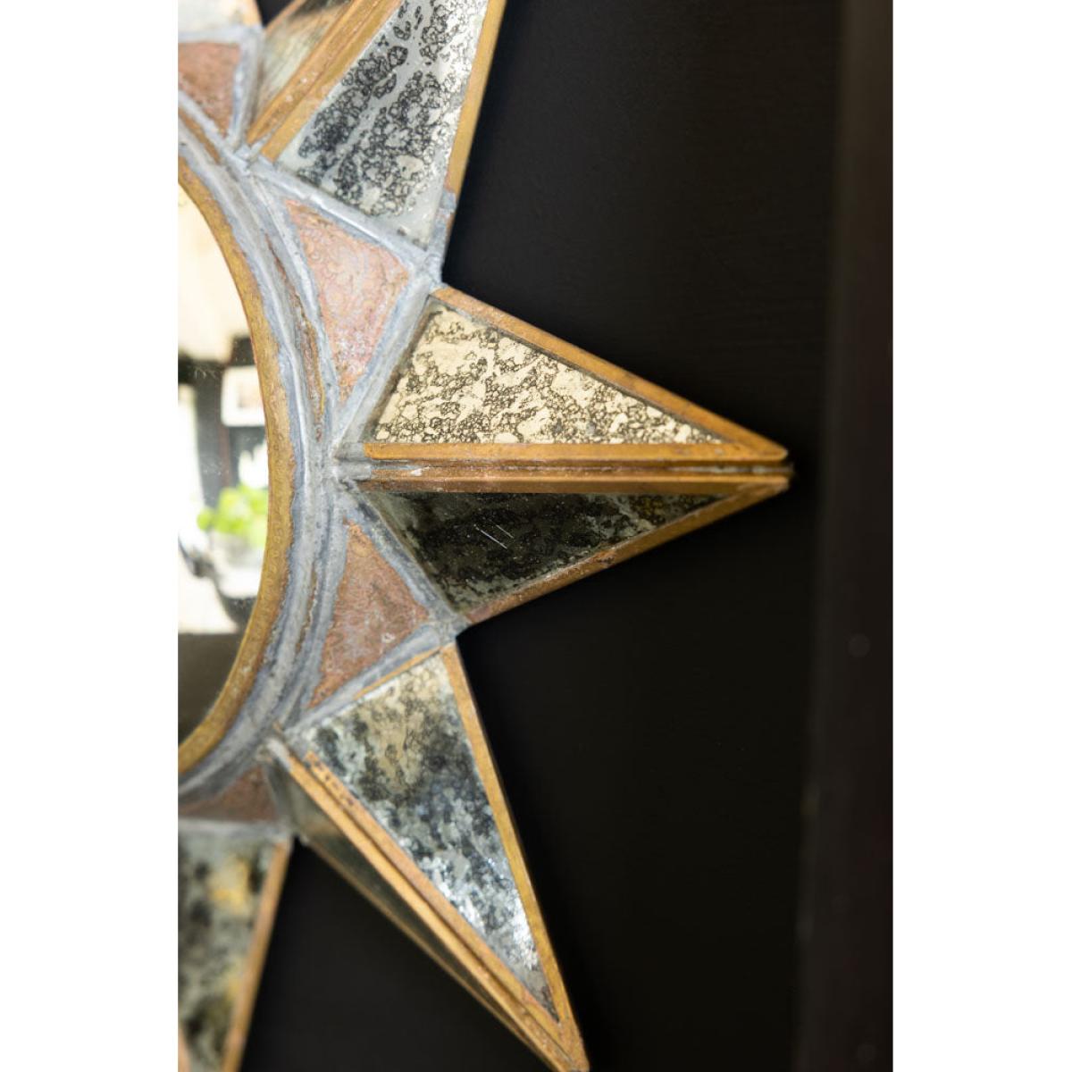 Antiqued-Gold Sun Convex Wall Mirror – image 2