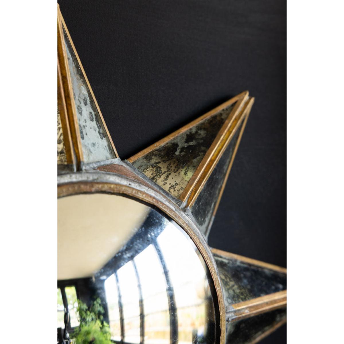 Antiqued-Gold Sun Convex Wall Mirror – image 4