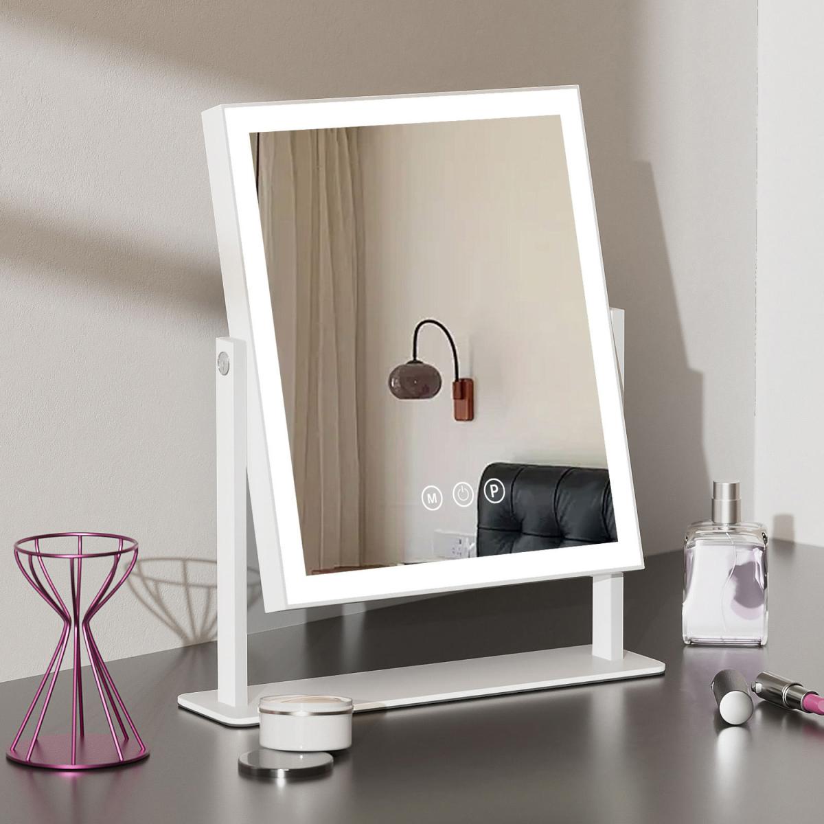 FENCHILIN Hollywood LED Light Strip Vanity Mirror - Metal White