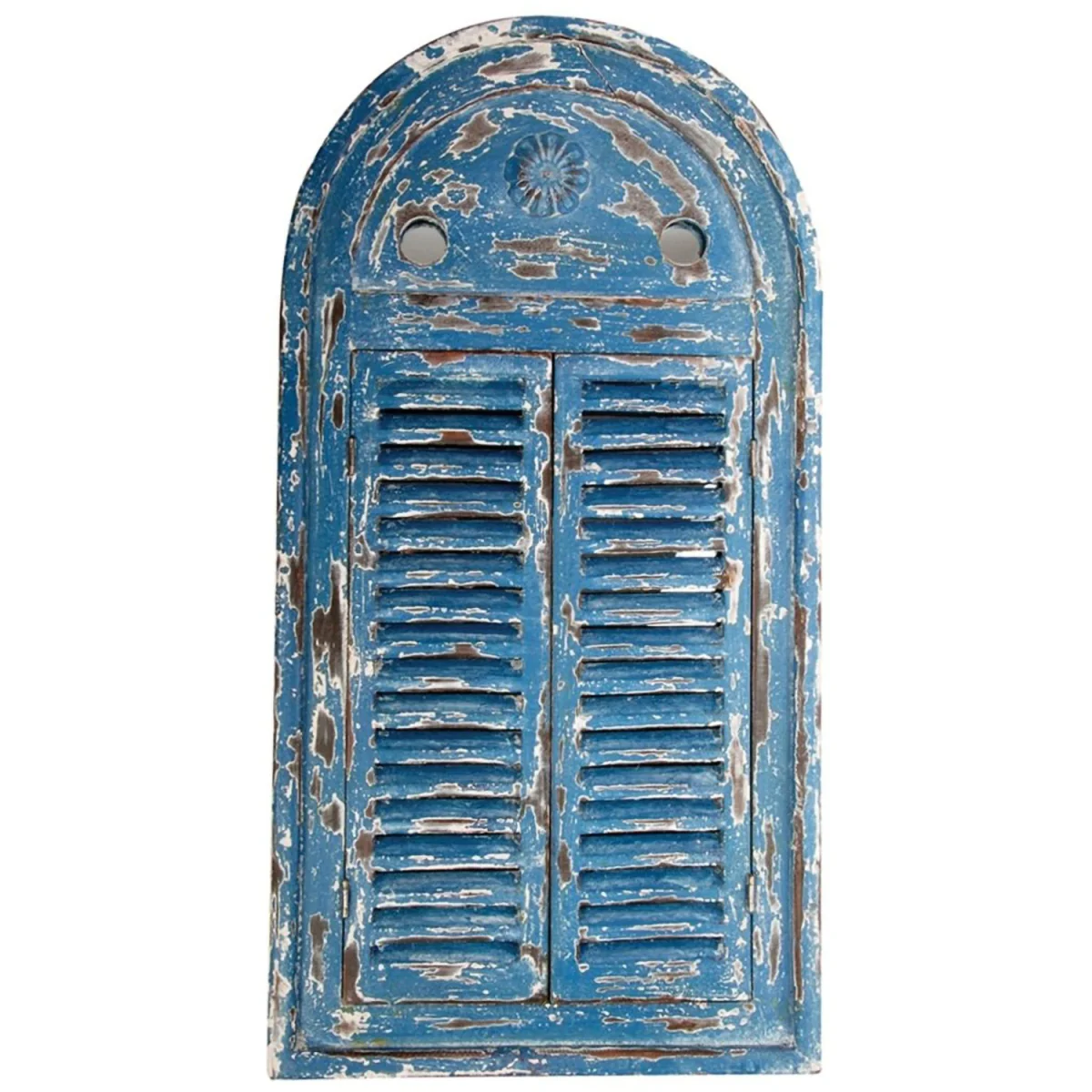 Louvre Rustic Wooden Garden Glass Outdoor Mirror Blue - Blue – image 2