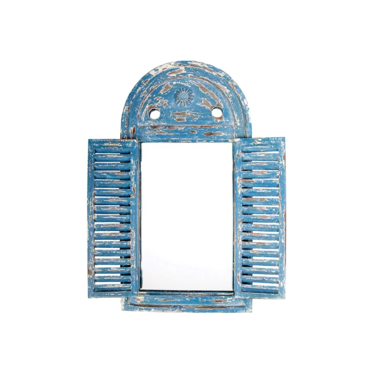Louvre Rustic Wooden Garden Glass Outdoor Mirror Blue - Blue – image 1