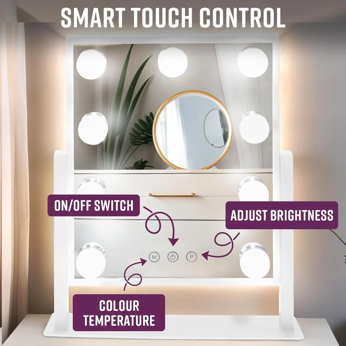 GloBrite Hollywood Vanity Mirror with Lights - White – image 4