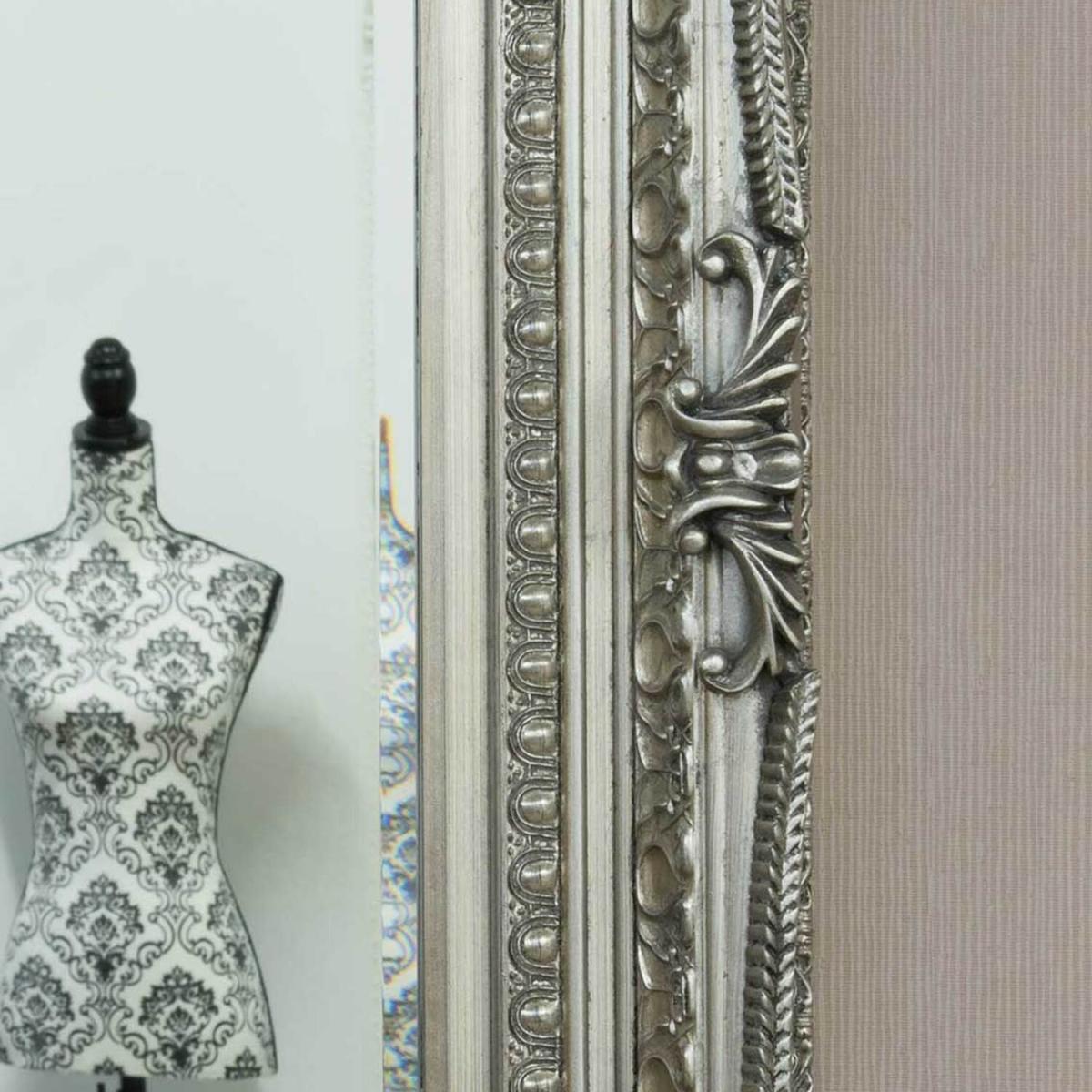 MirrorOutlet Carved Louis Silver Antique Style Dress Mirror 175 x 90cm - Grey – image 1