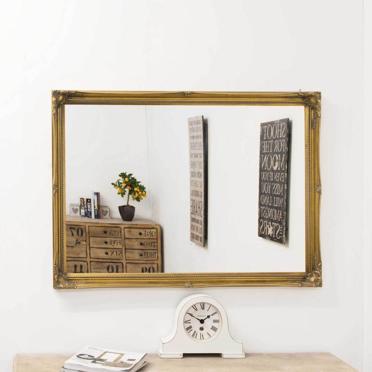 MirrorOutlet Antique Design Gold Beaded Mirror 102 x 72cm - Gold – image 3