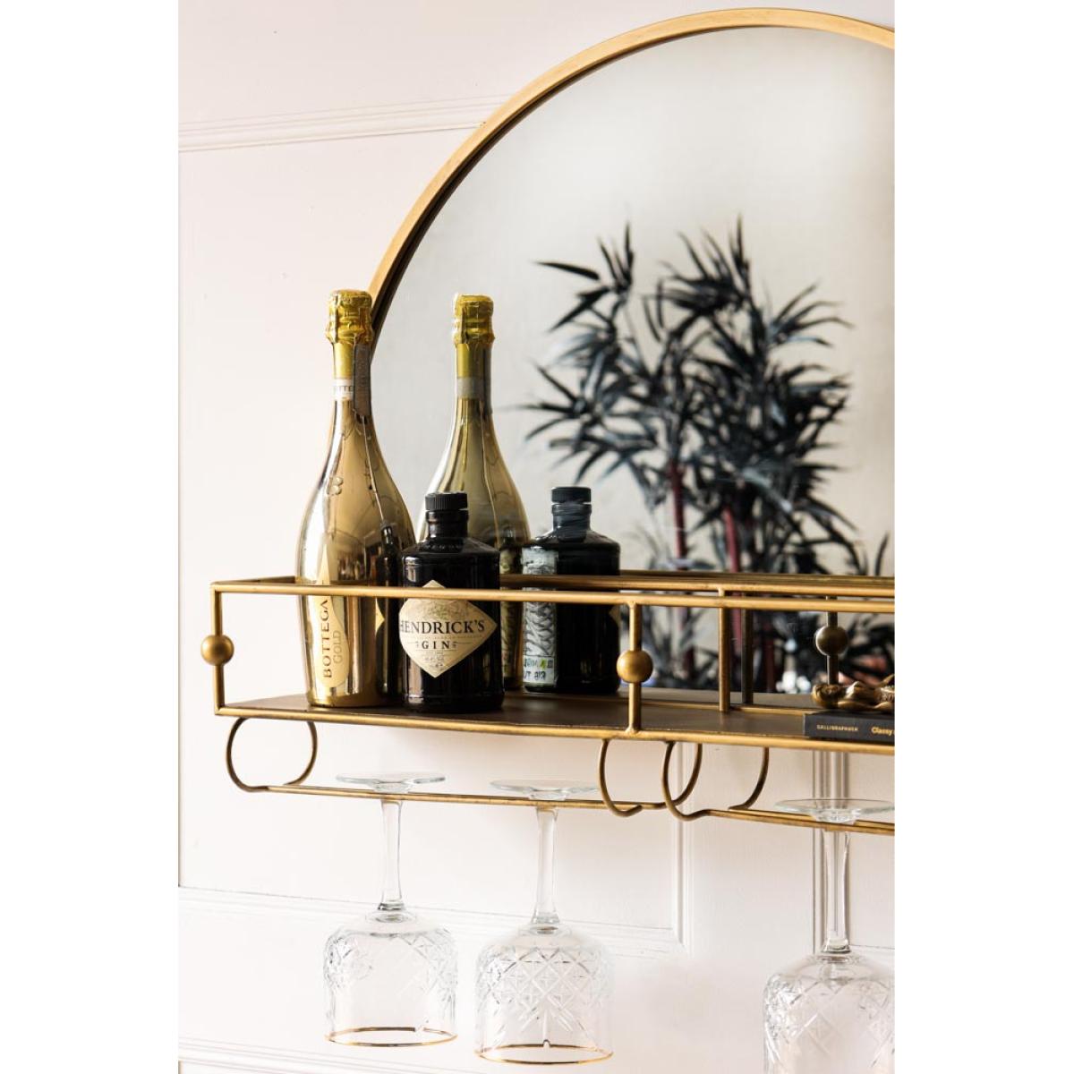 Gold Wall Mirror With Bar Shelf – image 2