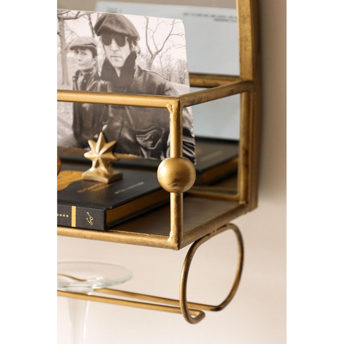 Gold Wall Mirror With Bar Shelf – image 4