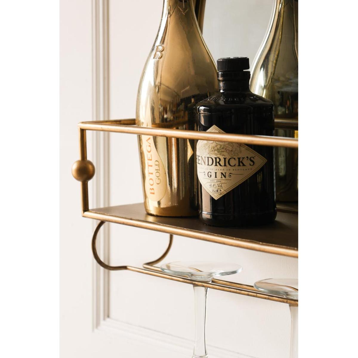 Gold Wall Mirror With Bar Shelf – image 5