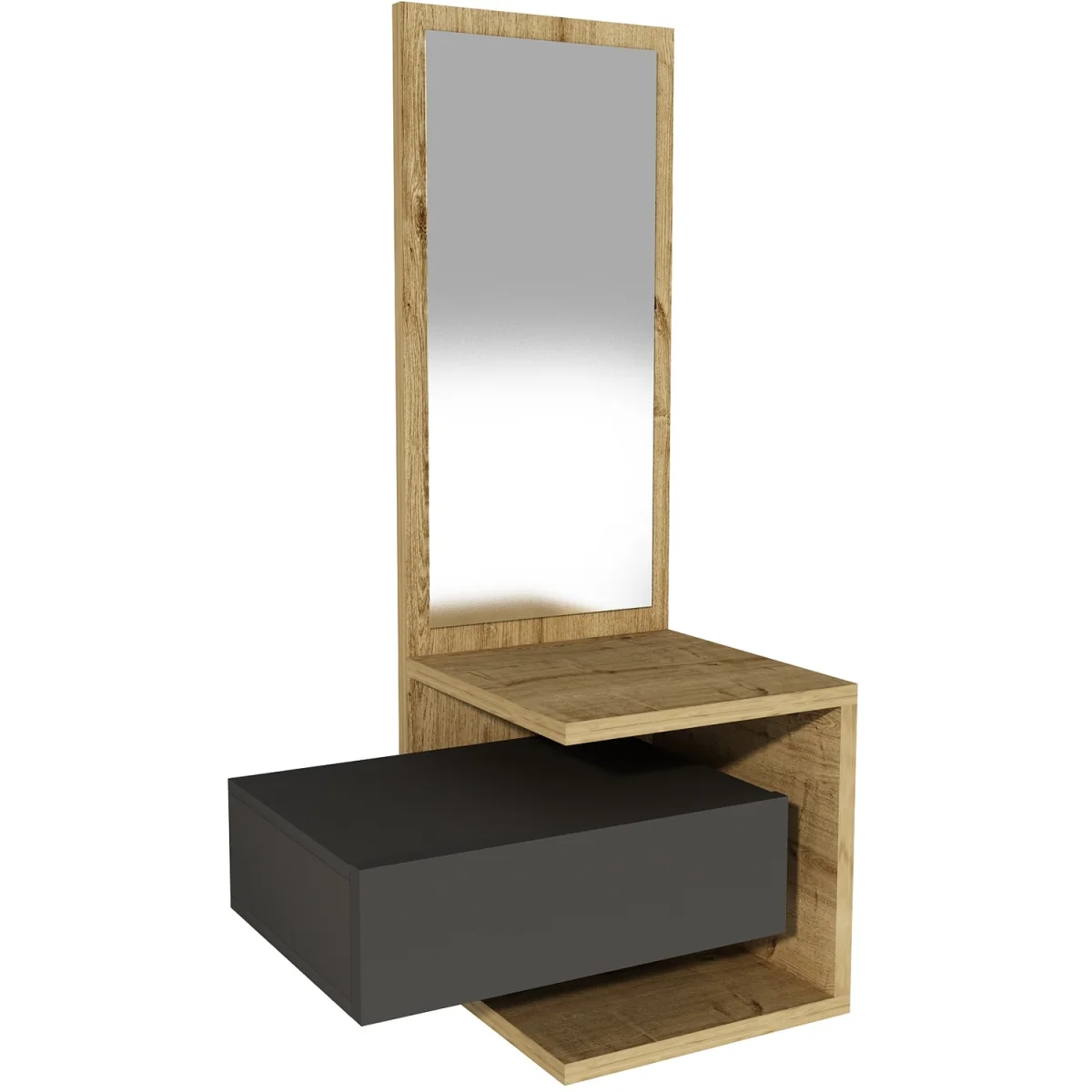 Riveno Dresuar with Drawer and Mirror - Anthracite & Sapphire Oak – image 4