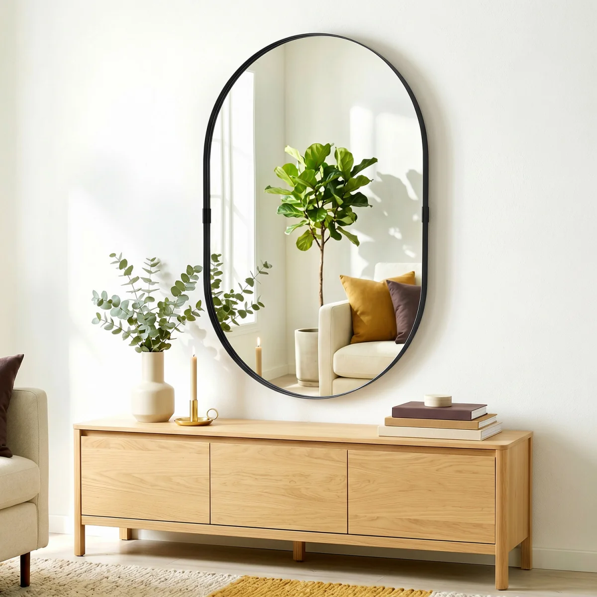 HOMCOM Wall Mirror with Elevated Aluminium Alloy Frame - Black – image 3