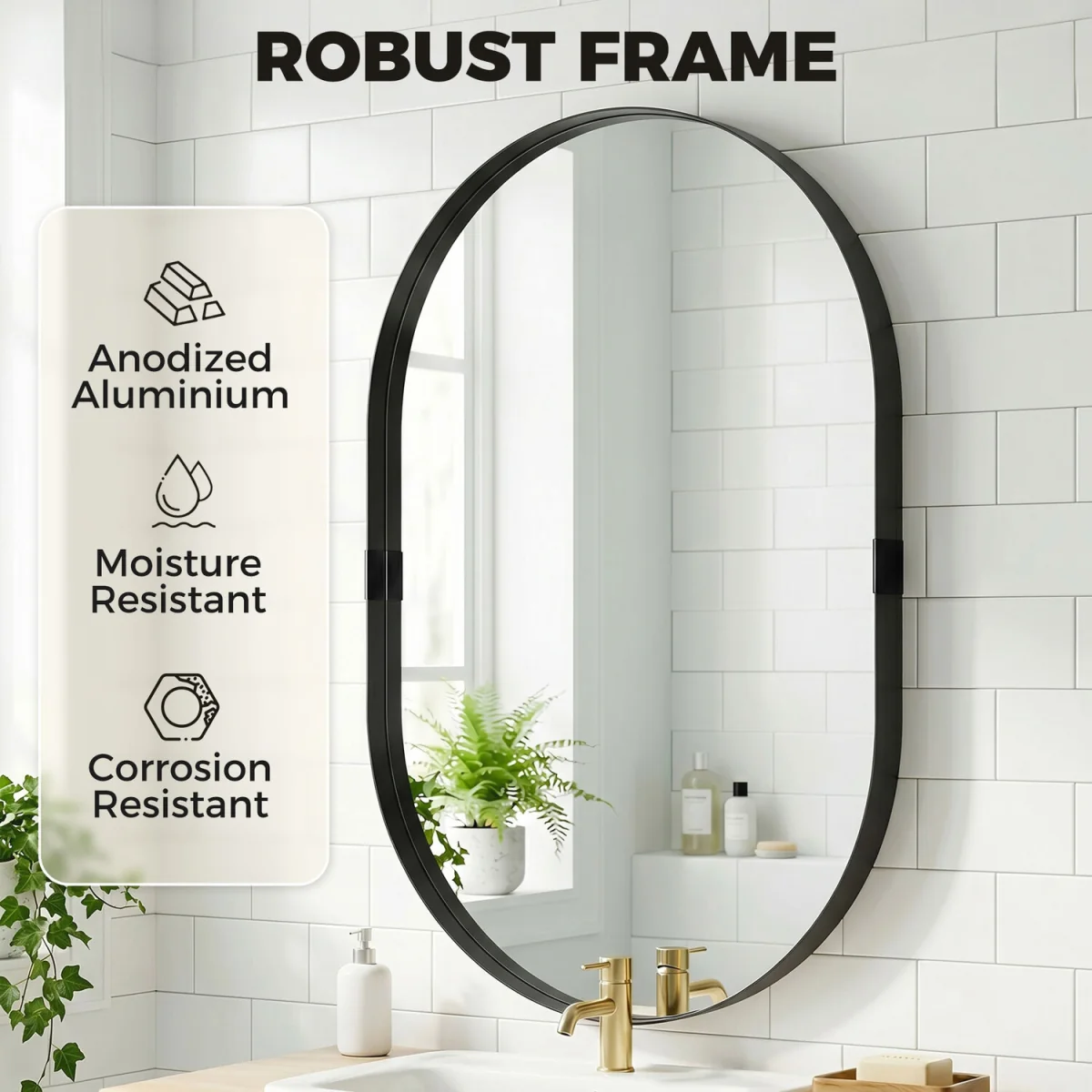 HOMCOM Wall Mirror with Elevated Aluminium Alloy Frame - Black – image 4
