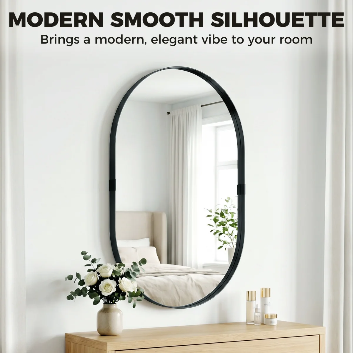 HOMCOM Wall Mirror with Elevated Aluminium Alloy Frame - Black – image 5