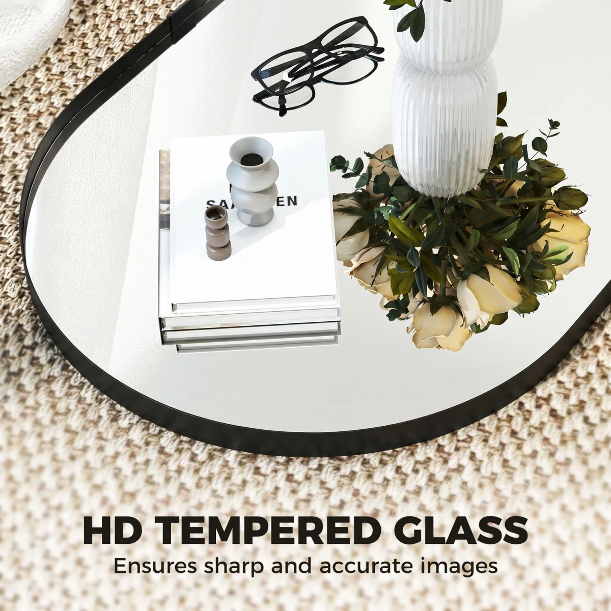 HOMCOM Wall Mirror with Elevated Aluminium Alloy Frame - Black – image 6