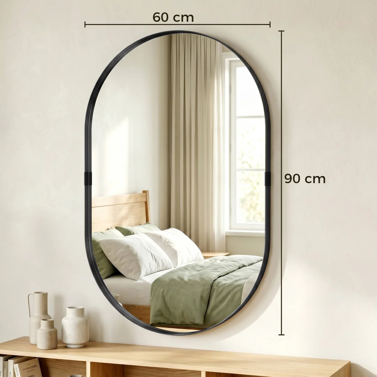 HOMCOM Wall Mirror with Elevated Aluminium Alloy Frame - Black – image 7