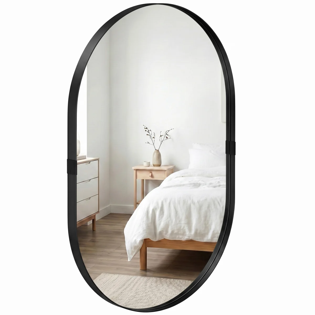 HOMCOM Wall Mirror with Elevated Aluminium Alloy Frame - Black – image 8