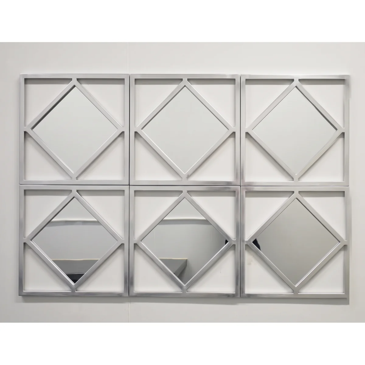 3x Silver Diamond Shape Square Frame Mirror 40Cm Dia. - Silver / 3 – image 3
